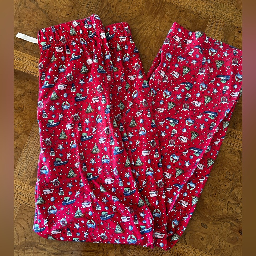 Vineyard Vines Festive Red Christmas Holiday Kids Pajama Bottom pants Sz kids 16